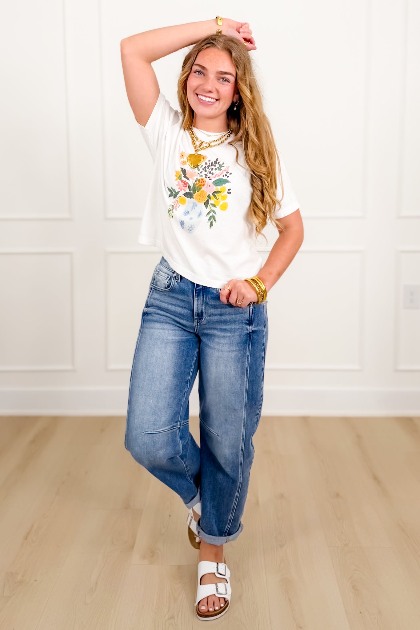 Plus/Reg Short Sleeve Floral Vase Graphic Tee