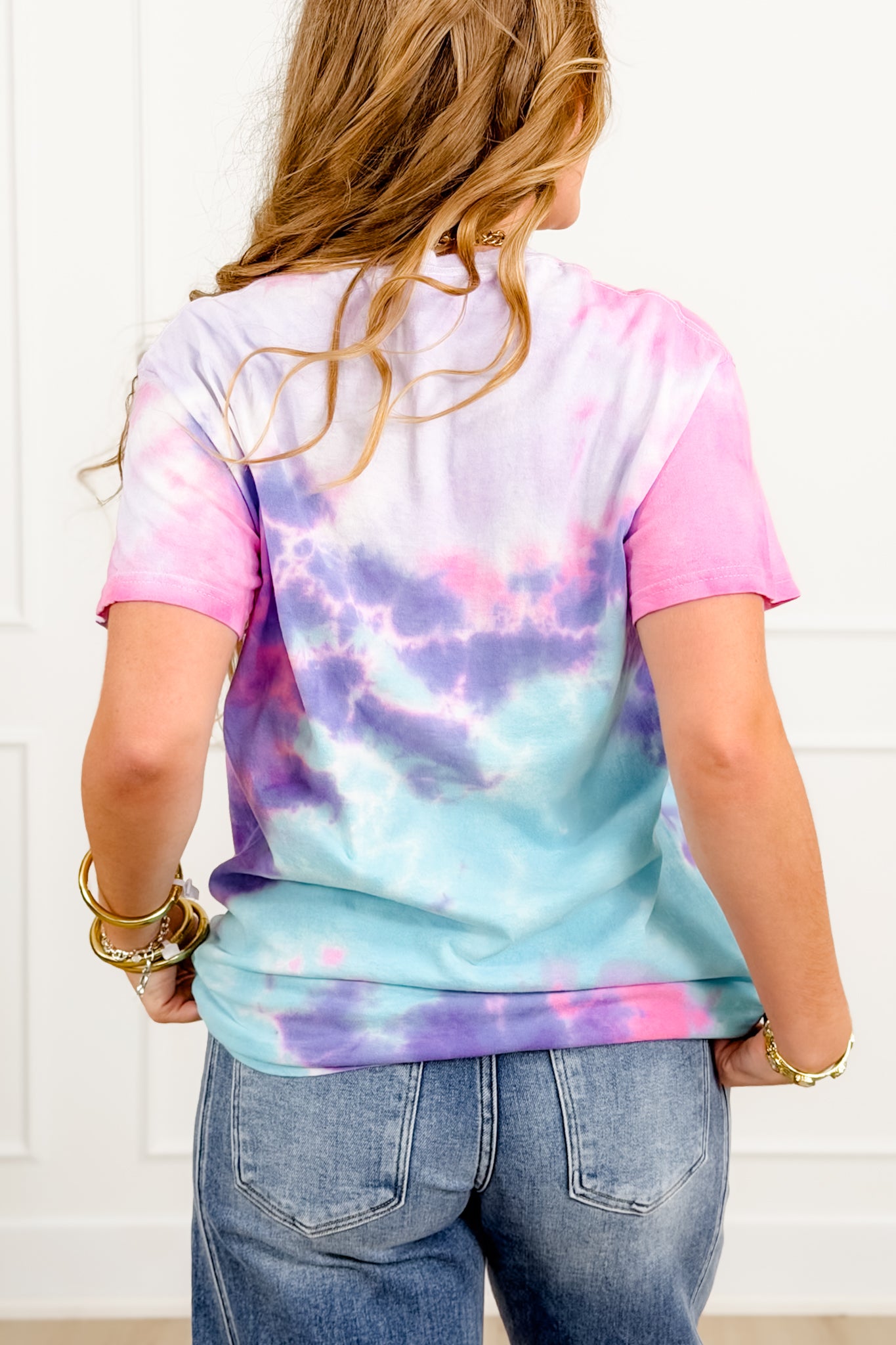 Plus/Reg Short Sleeve Tie Dye "Be Happy" Graphic Tee