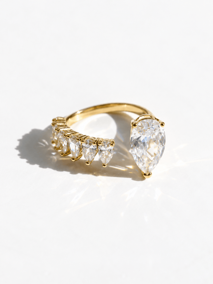 The Margot Asymmetrical Pear Cut Adjustable Ring - Freckled Poppy