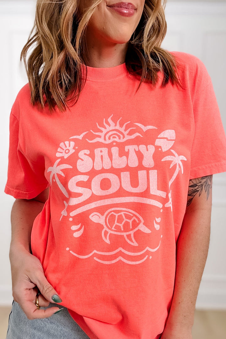 Plus/Reg Short Sleeve "Salty Soul" Graphic Tee - Freckled Poppy