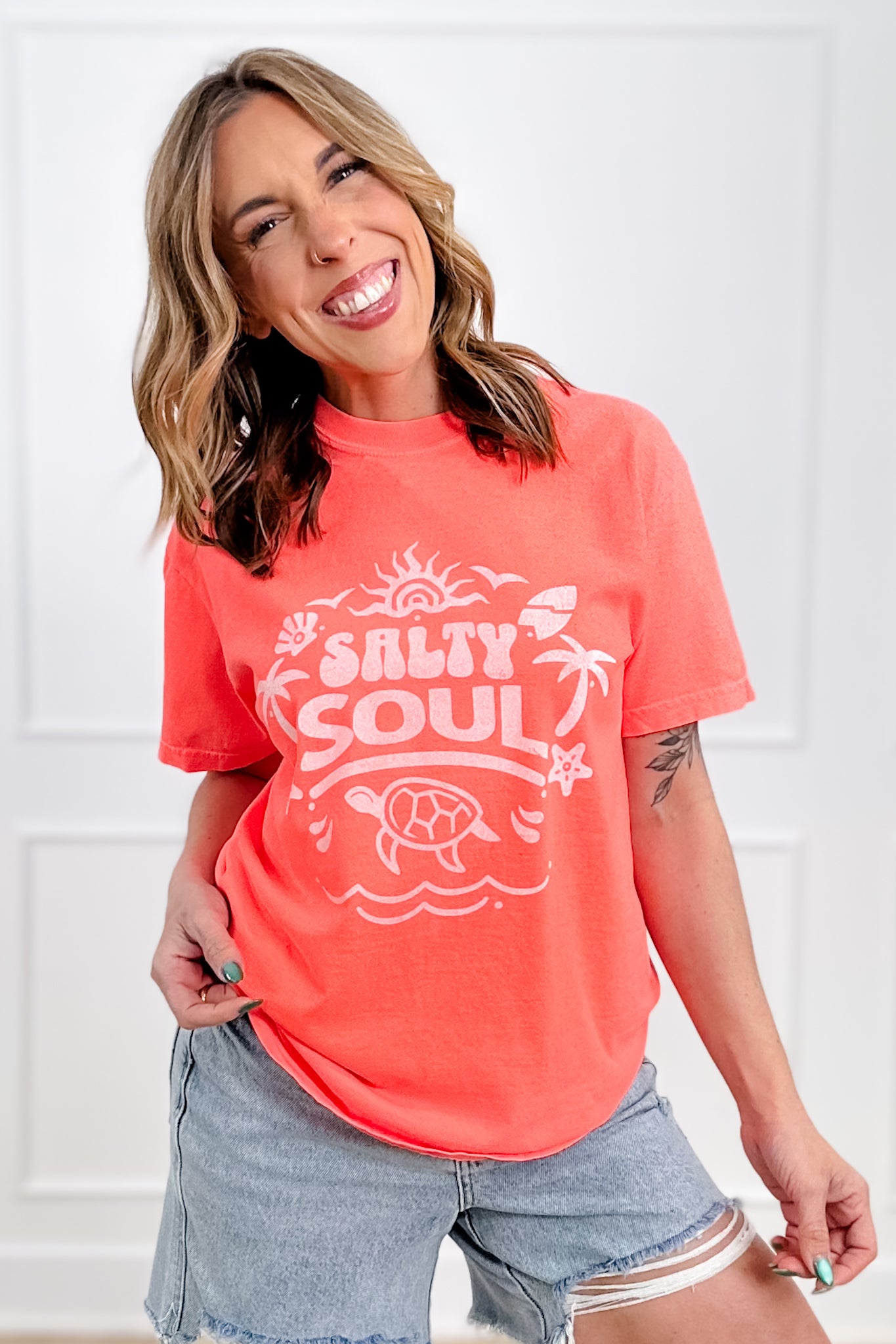 Plus/Reg Short Sleeve "Salty Soul" Graphic Tee