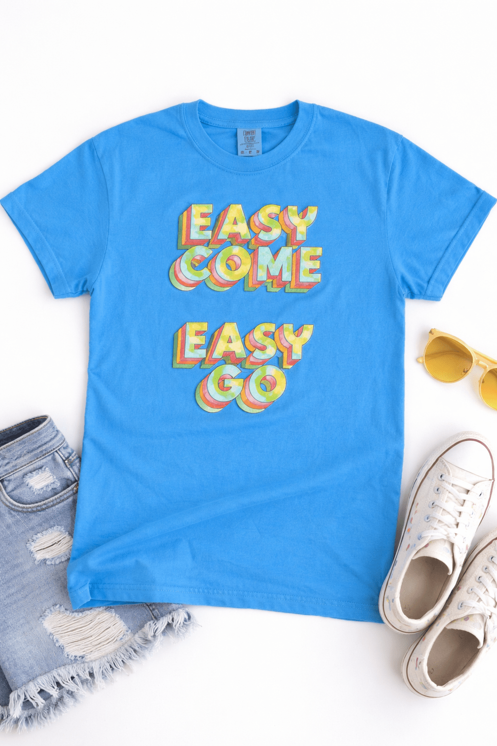 Plus/Reg Short Sleeve "Easy Come, Easy Go" Graphic Tee - Freckled Poppy