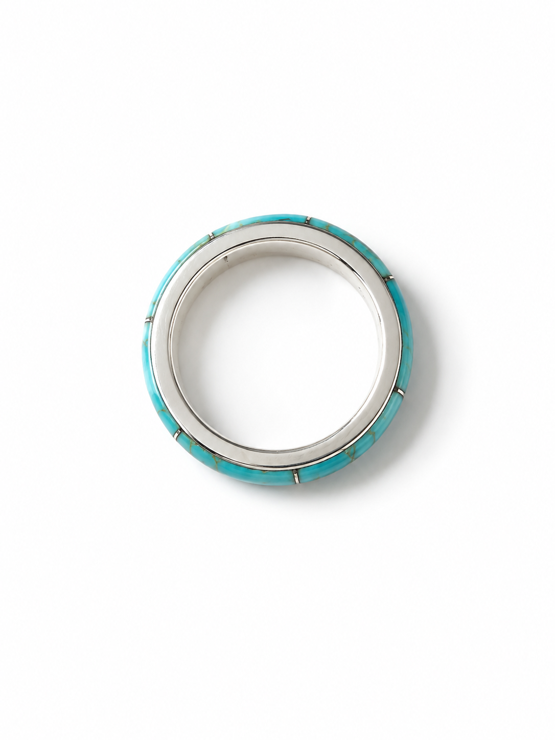 BOHO SOL Silver Turquoise Inlaid Stacker Ring