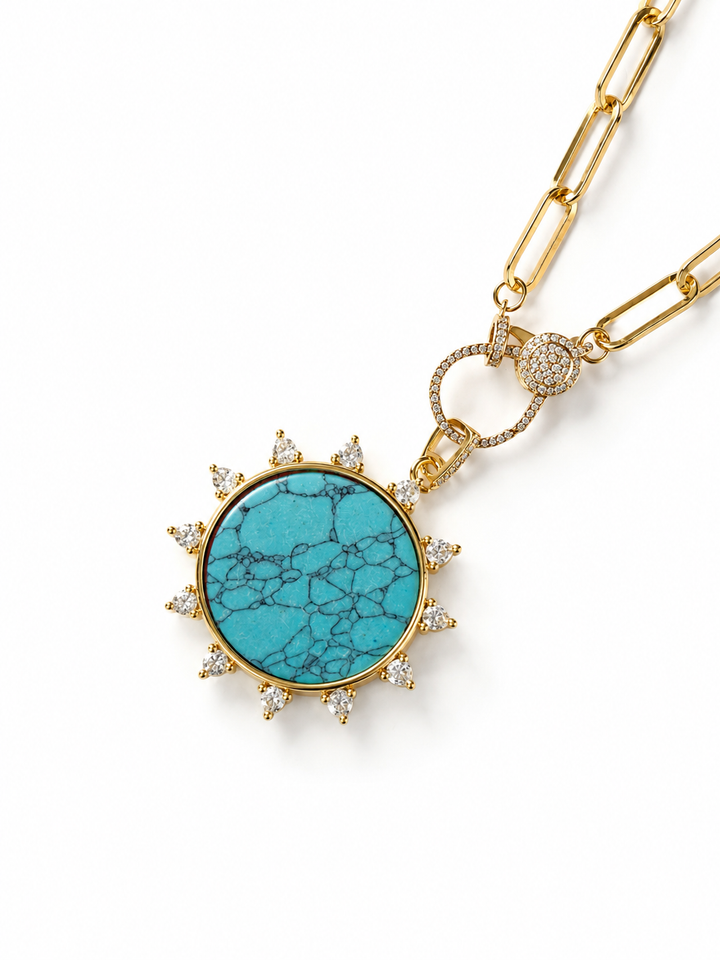 Treasure Jewels Solar Turquoise Pendant Necklace