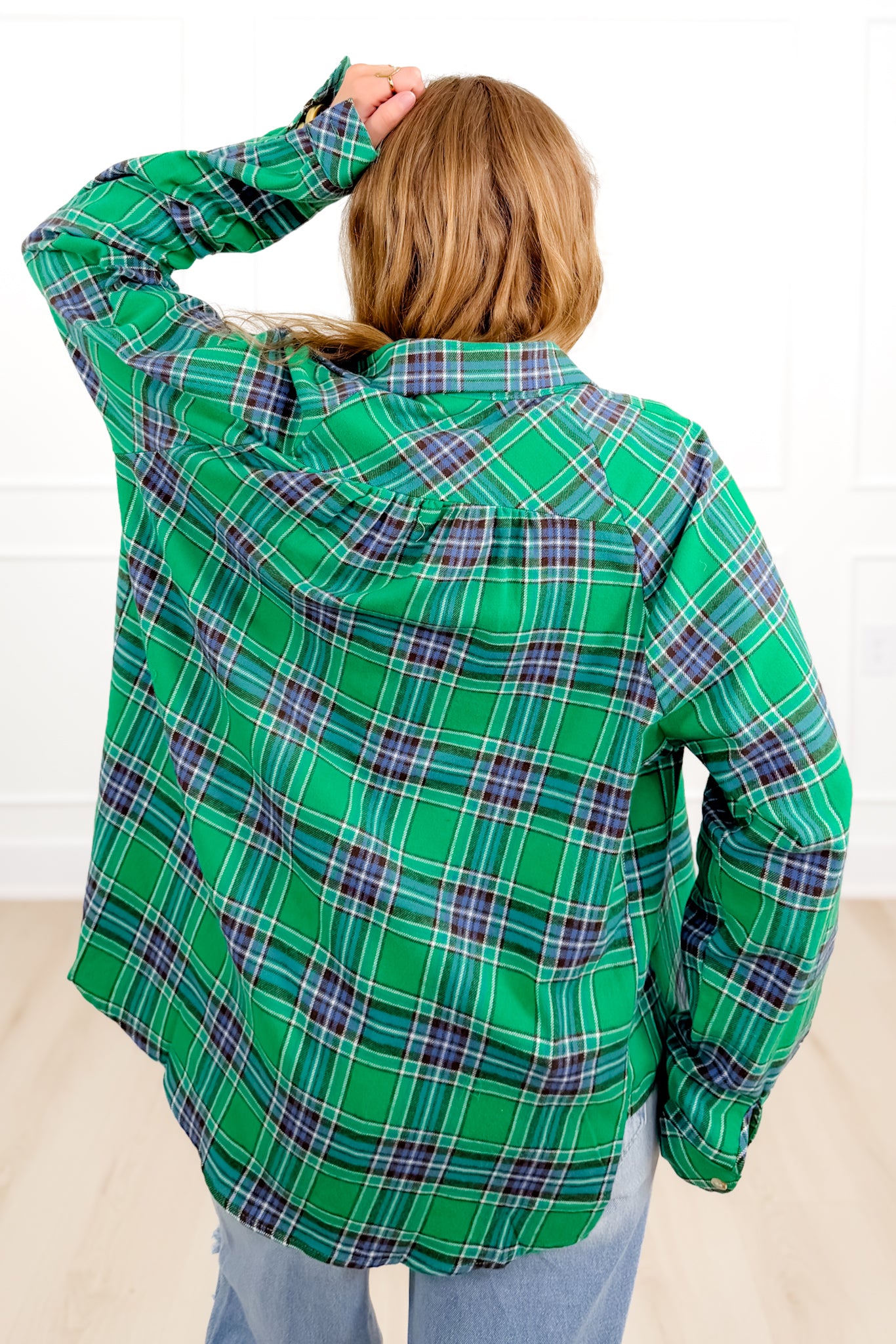 Plaid Long Sleeve Button Down Top