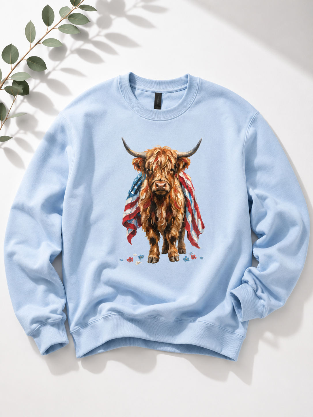 Plus/Reg Long Sleeve "American Highland Cow" Graphic Sweatshirt