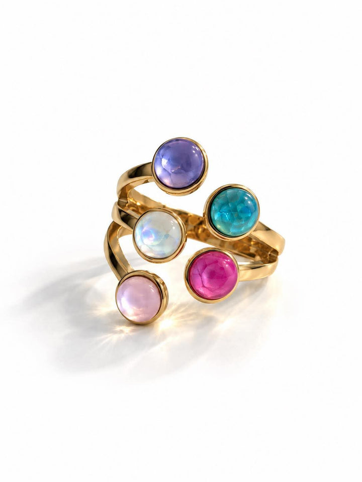 Colorful Gemstone Gold Statement Ring - Freckled Poppy
