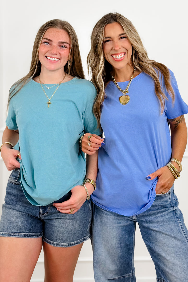 Door Buster! Plus/Reg Zenana Cotton Boyfriend Round Neck Tee