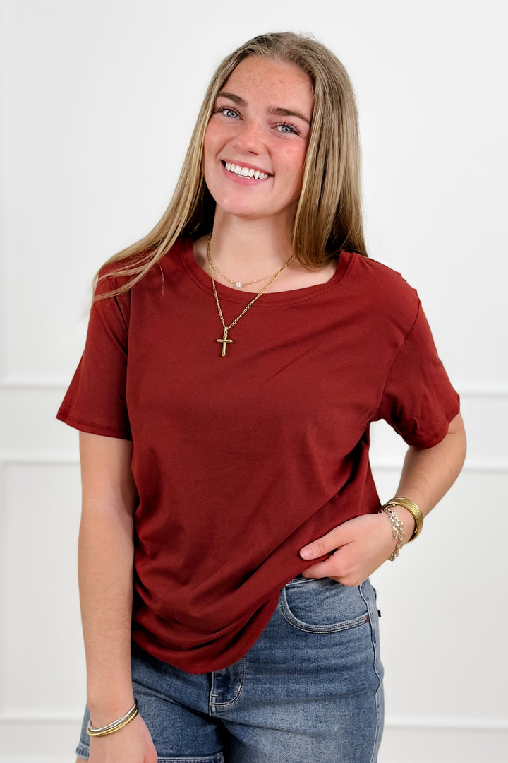 Door Buster! Plus/Reg Zenana Cotton Round Neck Tee - Freckled Poppy