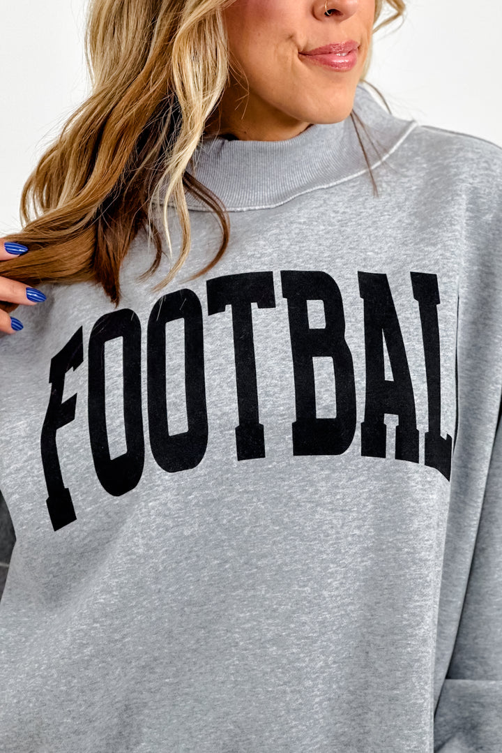 Long Sleeve Reversible Mock Neck Football/Gameday Graphic Pullover Sweatshirt - Freckled Poppy