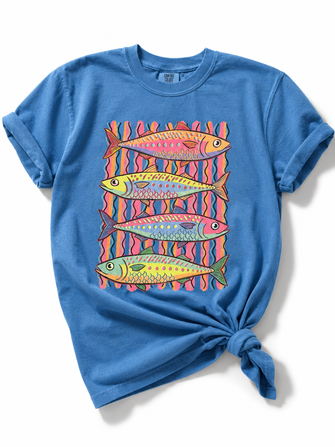 Plus/Reg Short Sleeve Colorful Fish Graphic Tee