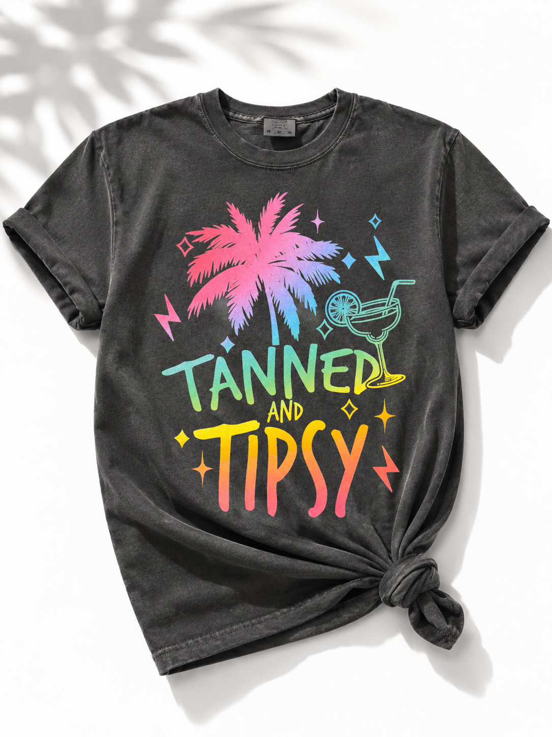 Plus/Reg Short Sleeve "Tanned and Tipsy" Graphic Tee - Freckled Poppy
