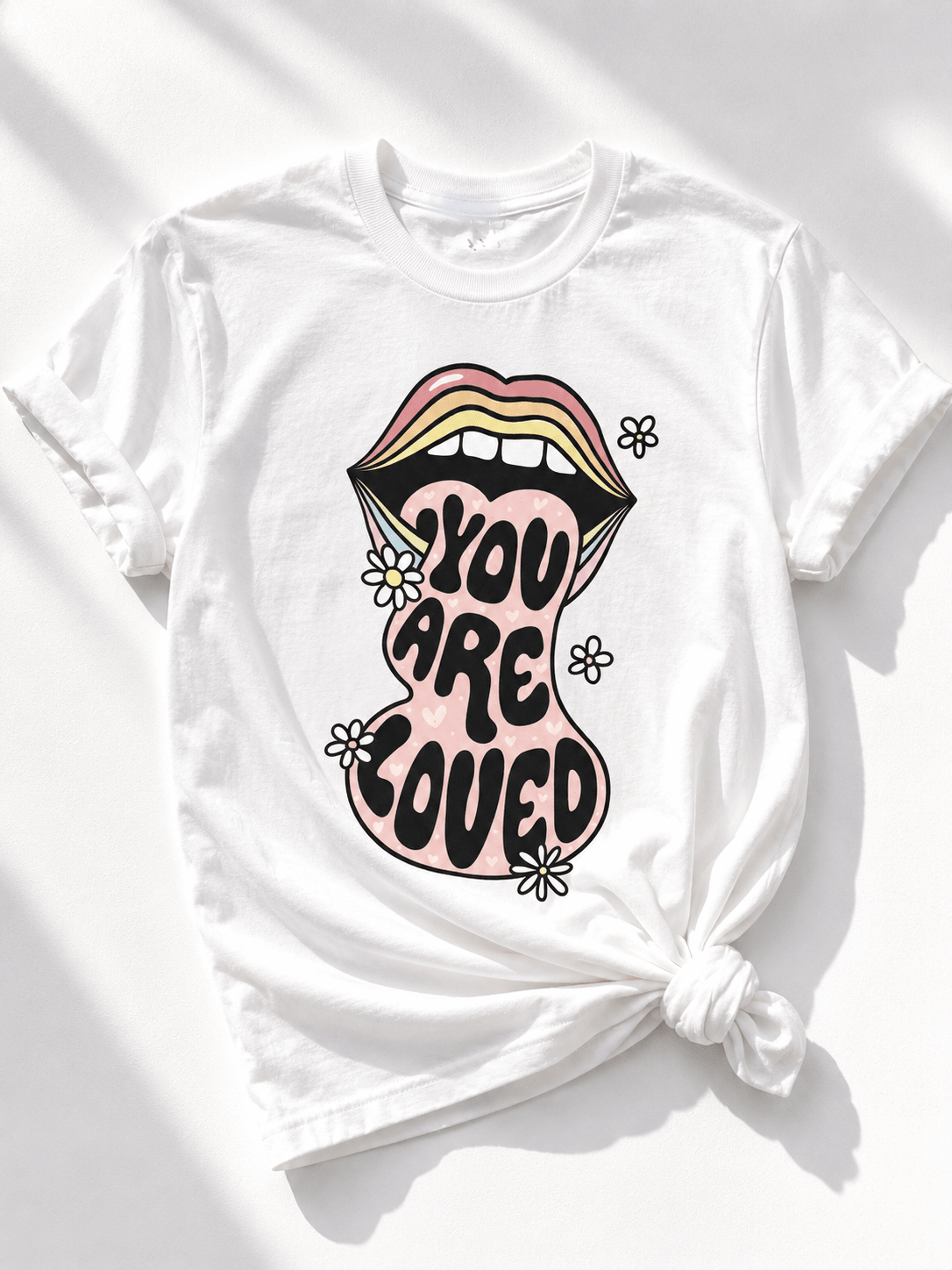 Plus/Reg Short Sleeve "You Are Loved" Graphic Tee - Freckled Poppy