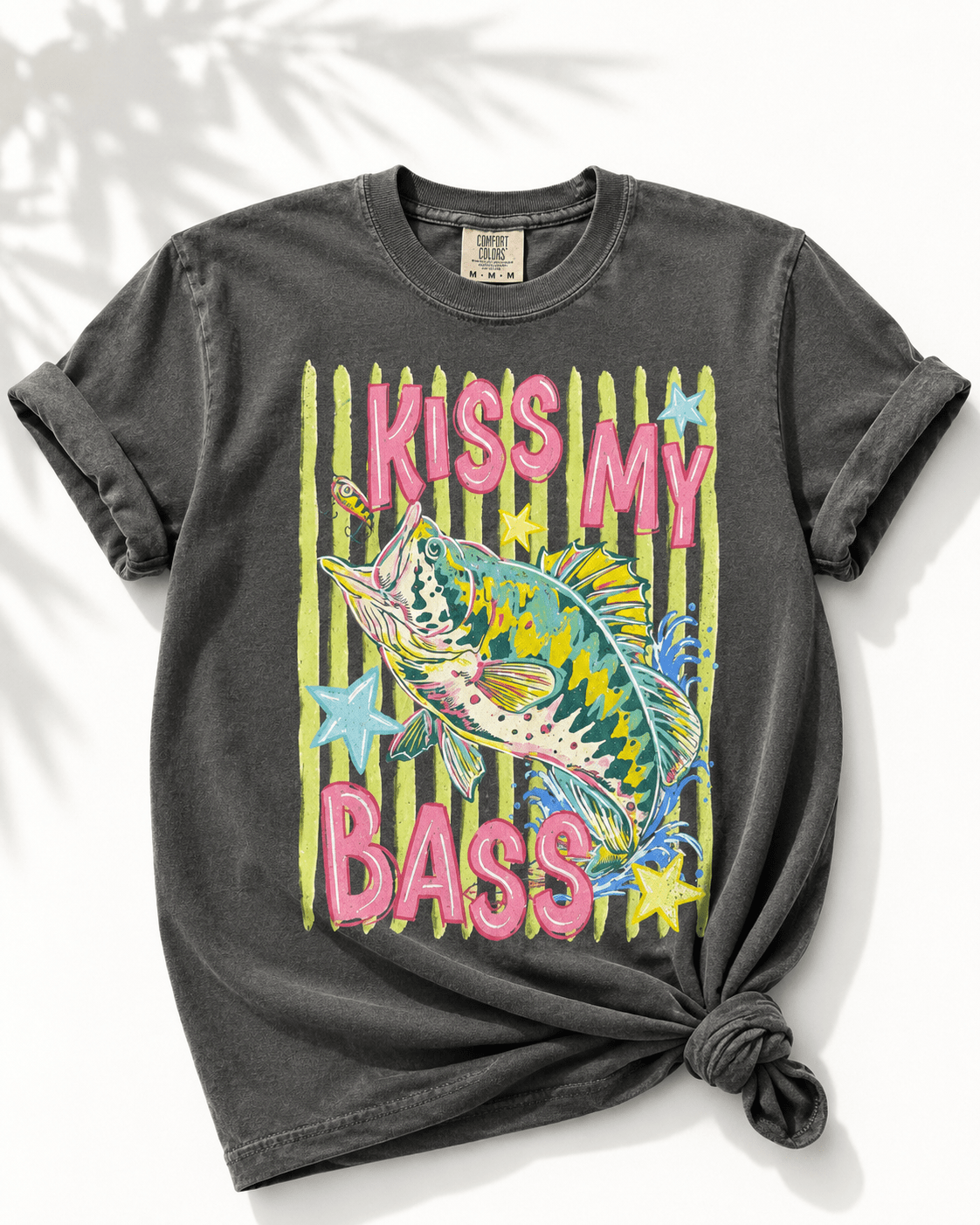 Plus/Reg Short Sleeve "Kiss My Bass" Graphic Tee - Freckled Poppy