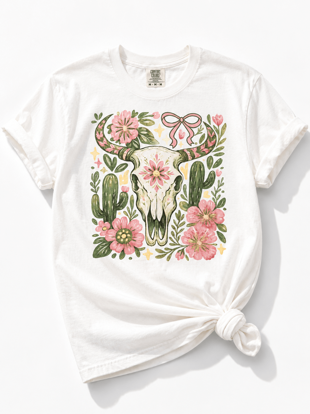 Plus/Reg Short Sleeve Western Floral Graphic Tee - Freckled Poppy