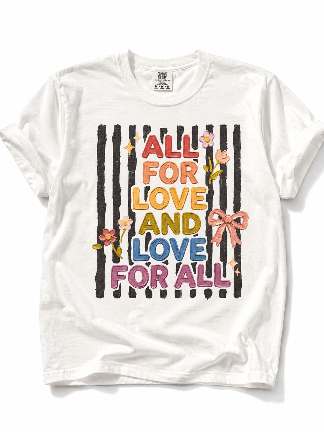 Plus/Reg Short Sleeve "All For Love and Love For All" Graphic Tee - Freckled Poppy