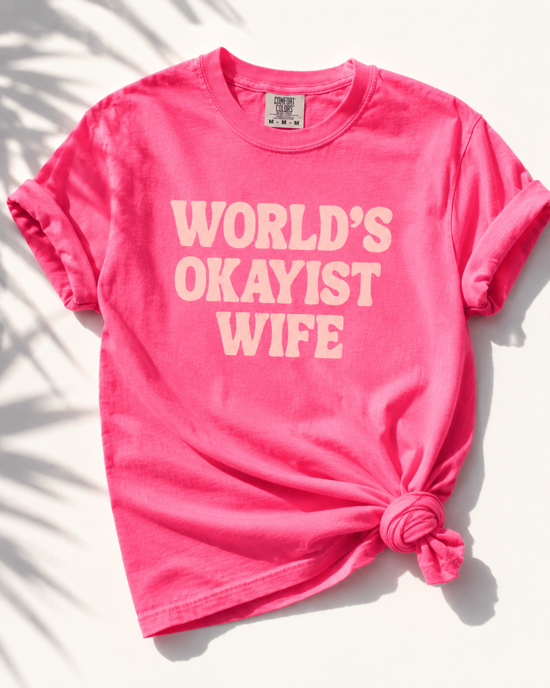 Plus/Reg Short Sleeve "World's Okayist Wife" Graphic Tee - Freckled Poppy