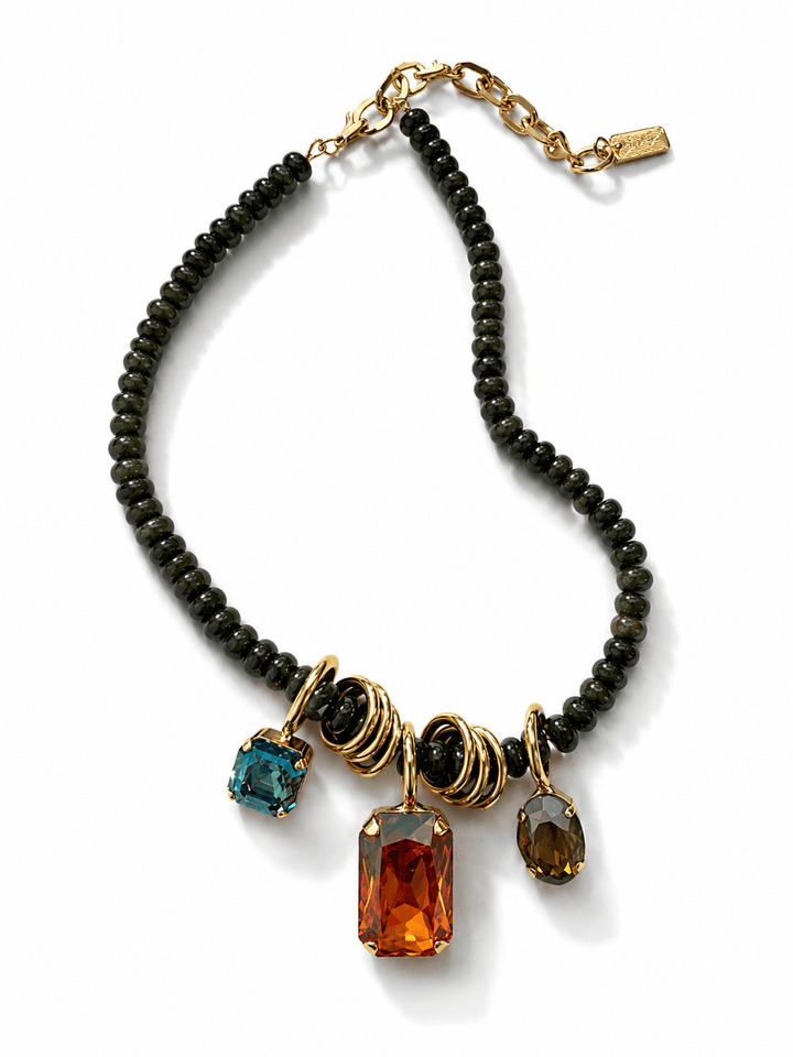 TOVA Mckinney Beaded Crystal Pendant Necklace - Freckled Poppy