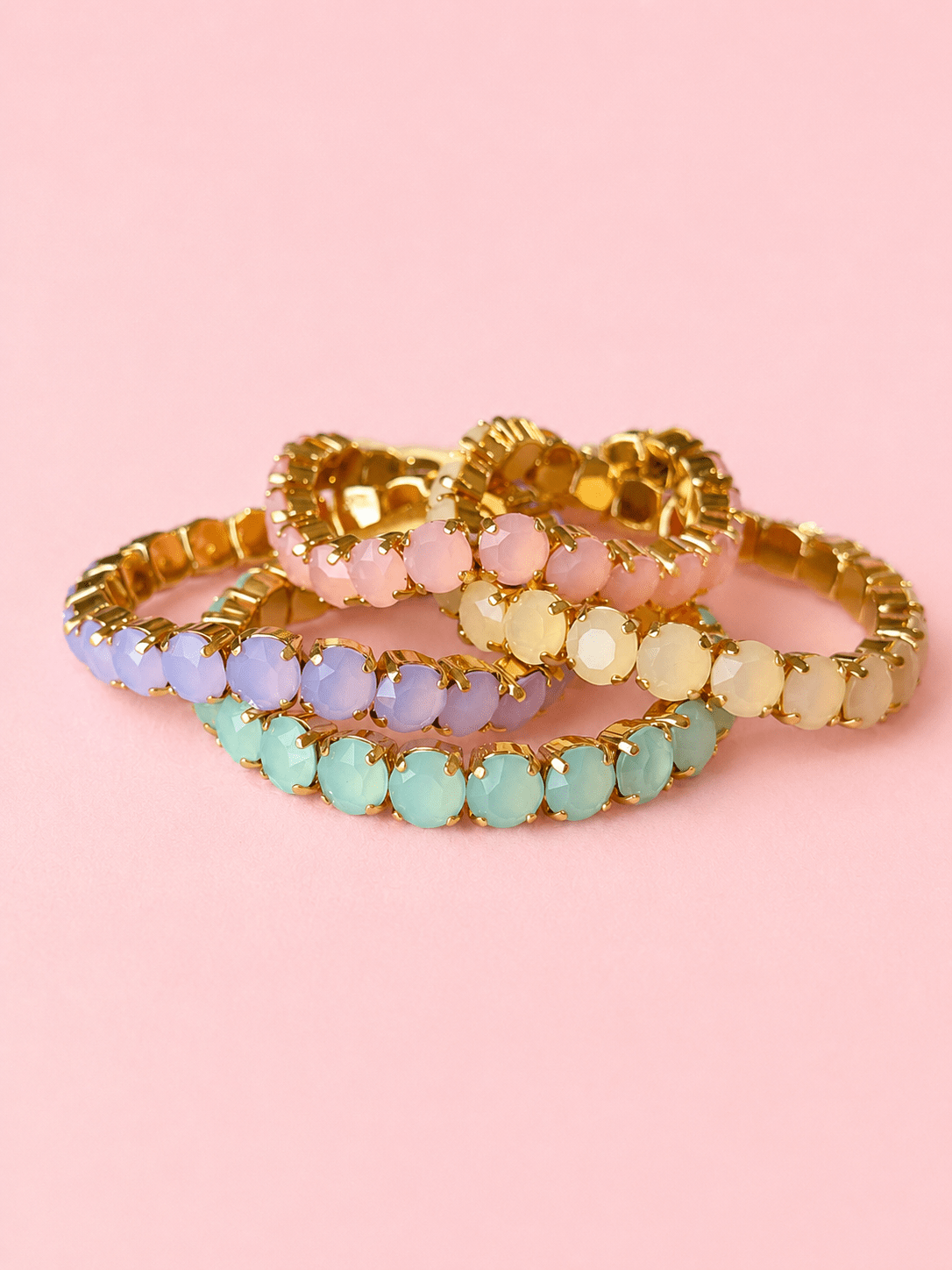 TOVA Oakland Stretch Crystal Gold Plated Bracelet - Freckled Poppy