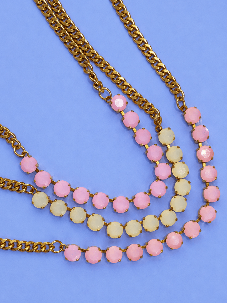 TOVA Mini Oakland Crystal Gold Plated Necklace - Freckled Poppy