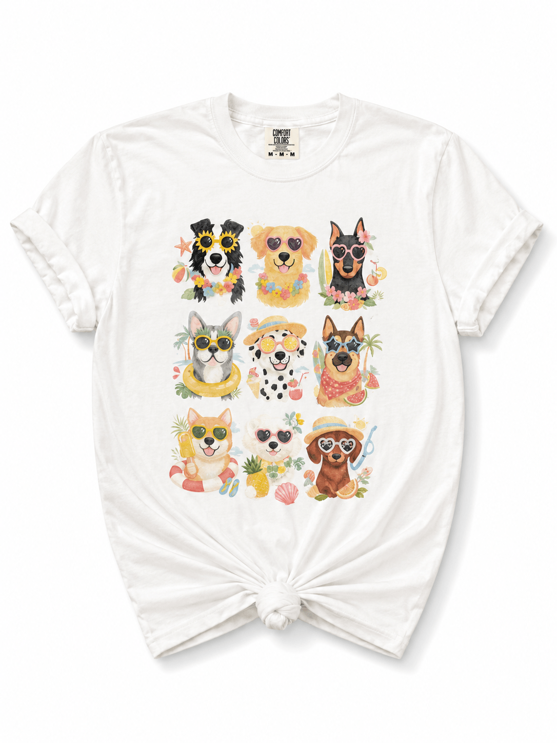 Plus/Reg Short Sleeve Summer Vibes Dogs Graphic Tee - Freckled Poppy
