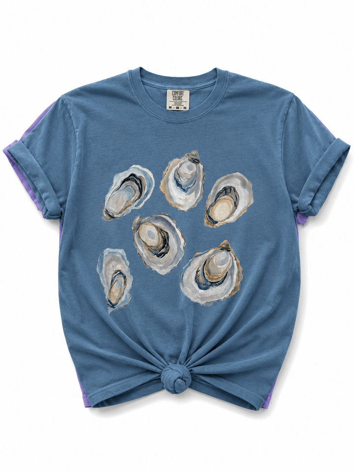Plus/Reg Short Sleeve Watercolor Oyster Shells Graphic Tee - Freckled Poppy