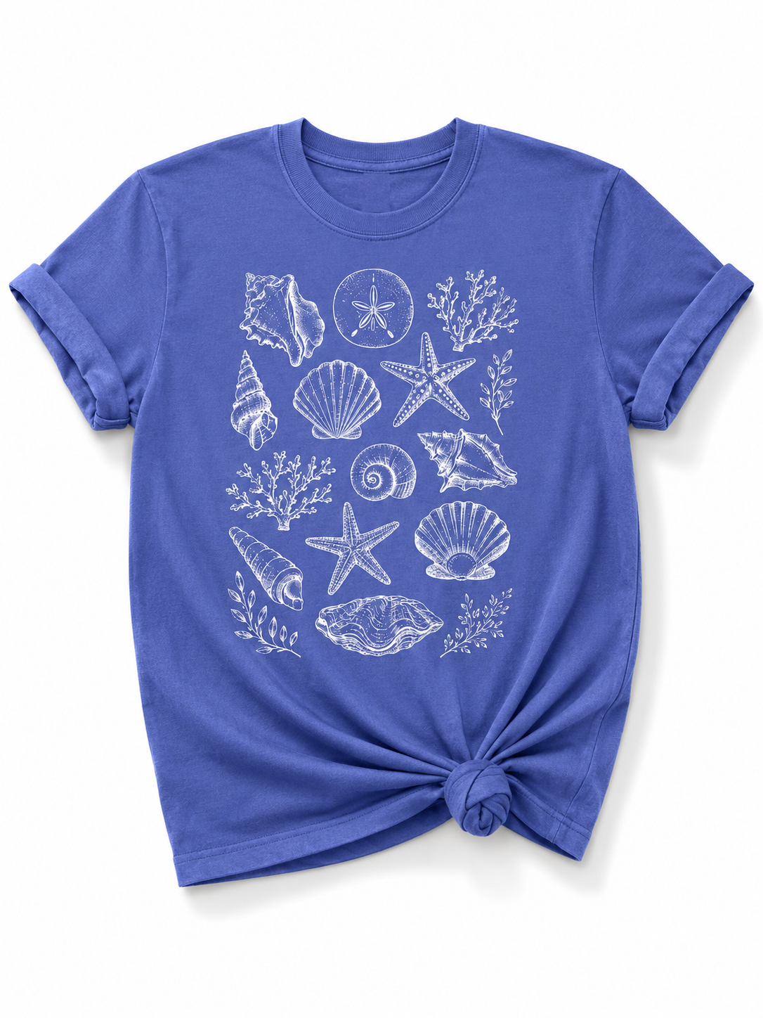Plus/Reg Short Sleeve Seashells and Coral Graphic Tee