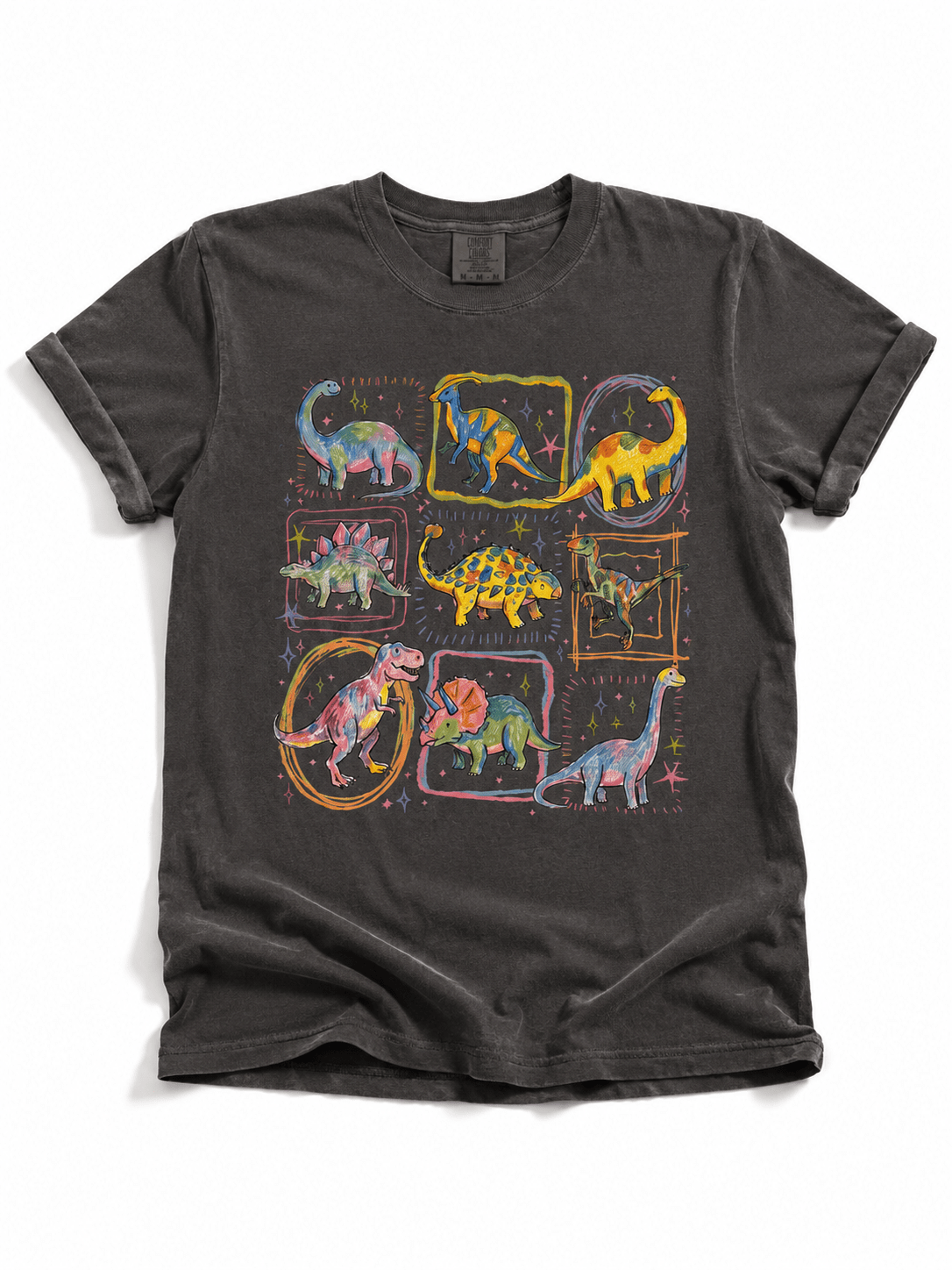 Plus/Reg Short Sleeve Dinosaurs Graphic Tee - Freckled Poppy