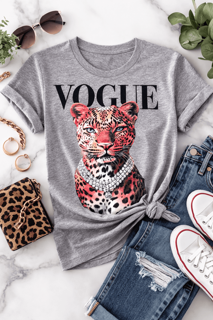 Plus/Reg Short Sleeve "Vogue" Graphic Tee - Freckled Poppy