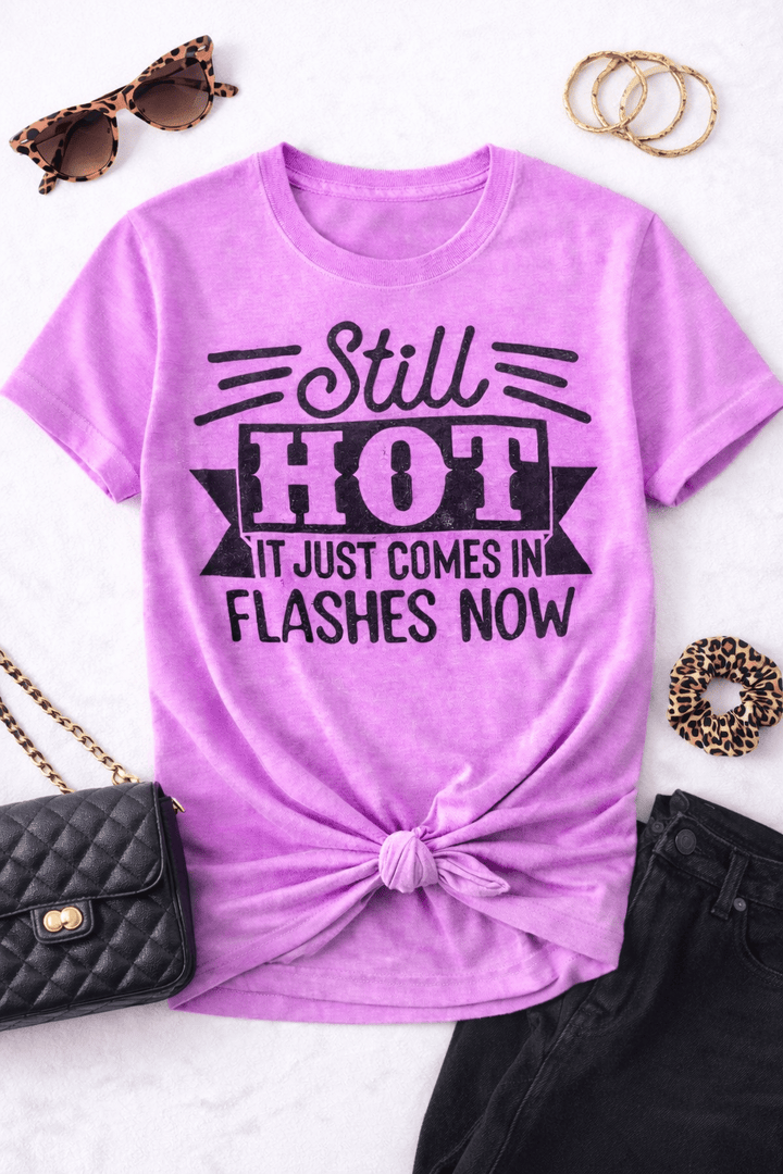 Plus/Reg Short Sleeve "Still Hot..." Graphic Tee - Freckled Poppy