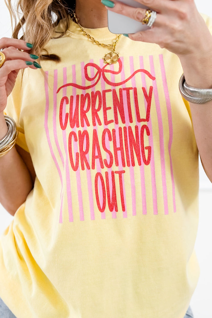 Plus/Reg Short Sleeve "Currently Crashing Out" Graphic Tee - Freckled Poppy