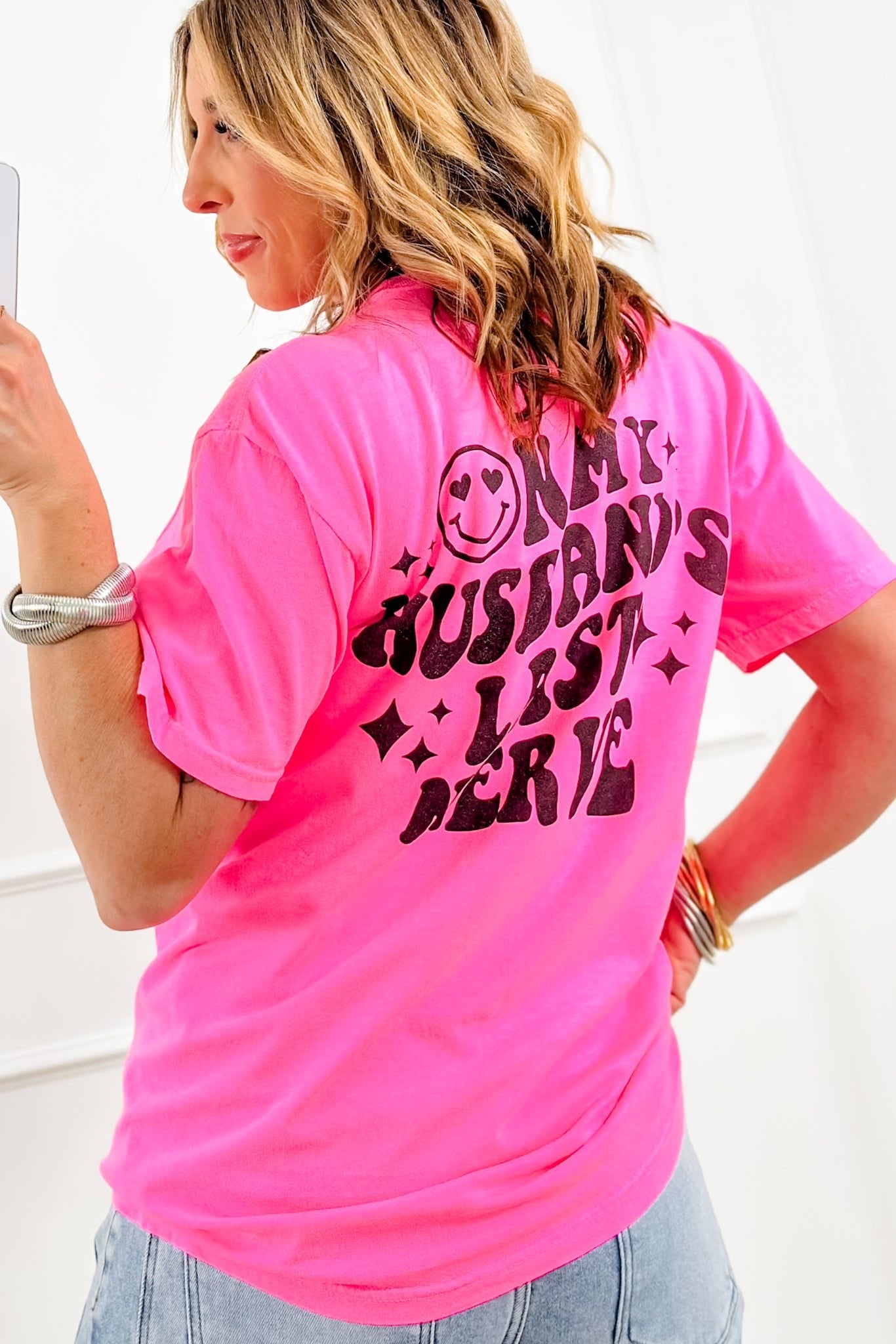 Plus/Reg Short Sleeve "On My Husband's Last Nerve" Graphic Tee - Freckled Poppy
