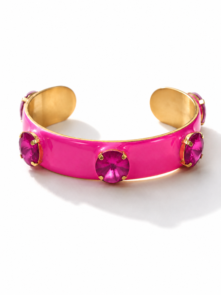 TOVA Linsey Pink Open Cuff Enamel Bracelet