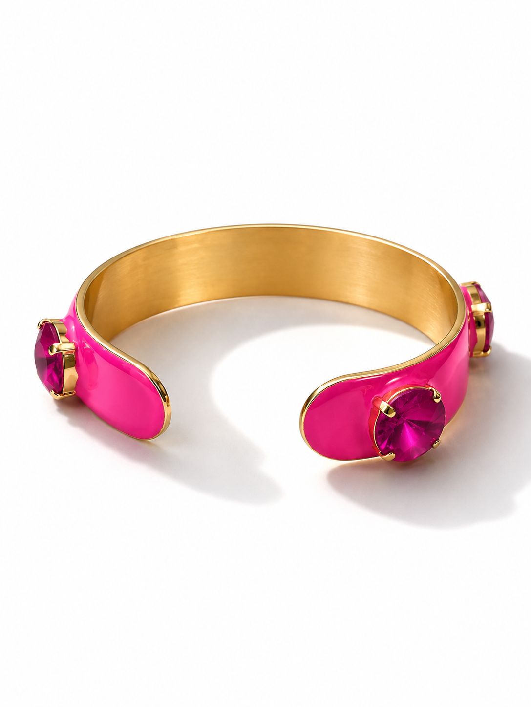 TOVA Linsey Pink Open Cuff Enamel Bracelet