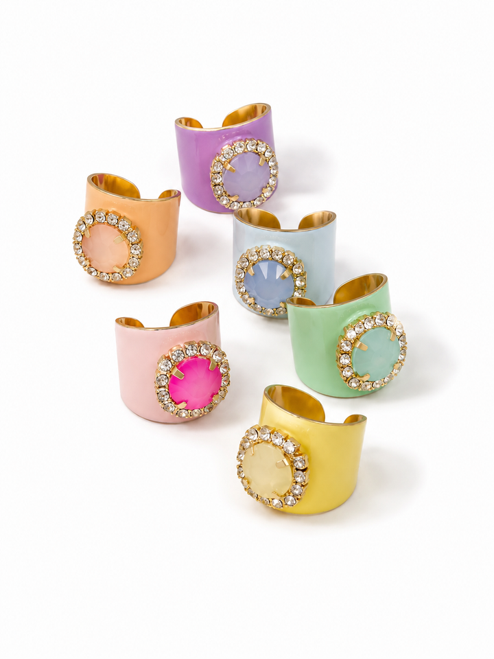 TOVA Jacci Fairy Dust Enamel Ring with Crystal Detail