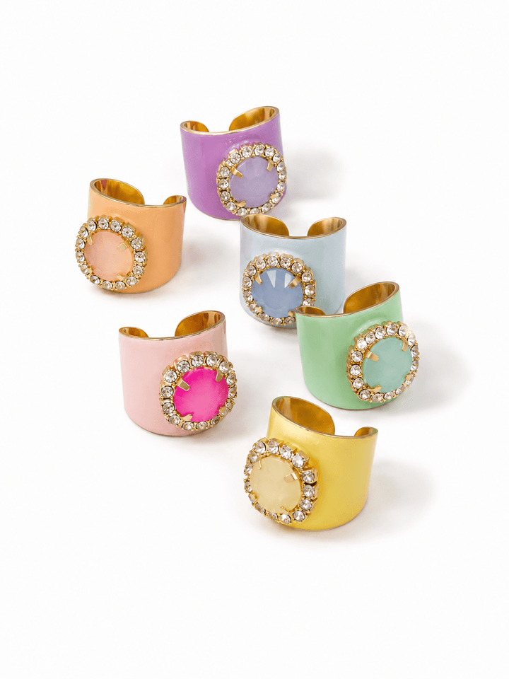 TOVA Jacci Fairy Dust Enamel Ring with Crystal Detail - Freckled Poppy