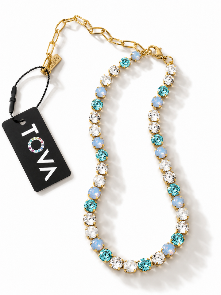 TOVA Sarina Aqua Crystal Tennis Necklace