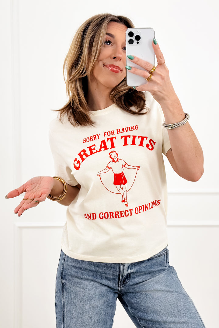 Plus/Reg Short Sleeve "Sorry For Having Great Tits" Graphic Tee