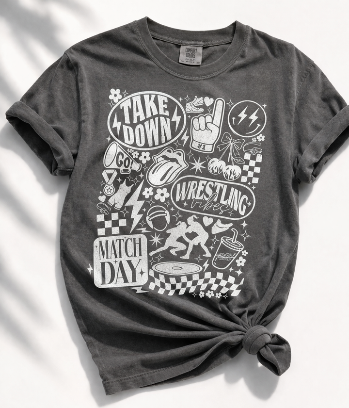 Plus/Reg Short Sleeve Wrestling “Take Down" Graphic Tee