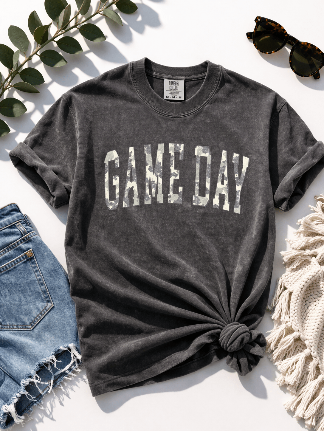 Plus/Reg Short Sleeve "Camo Game Day" Graphic Tee - Freckled Poppy