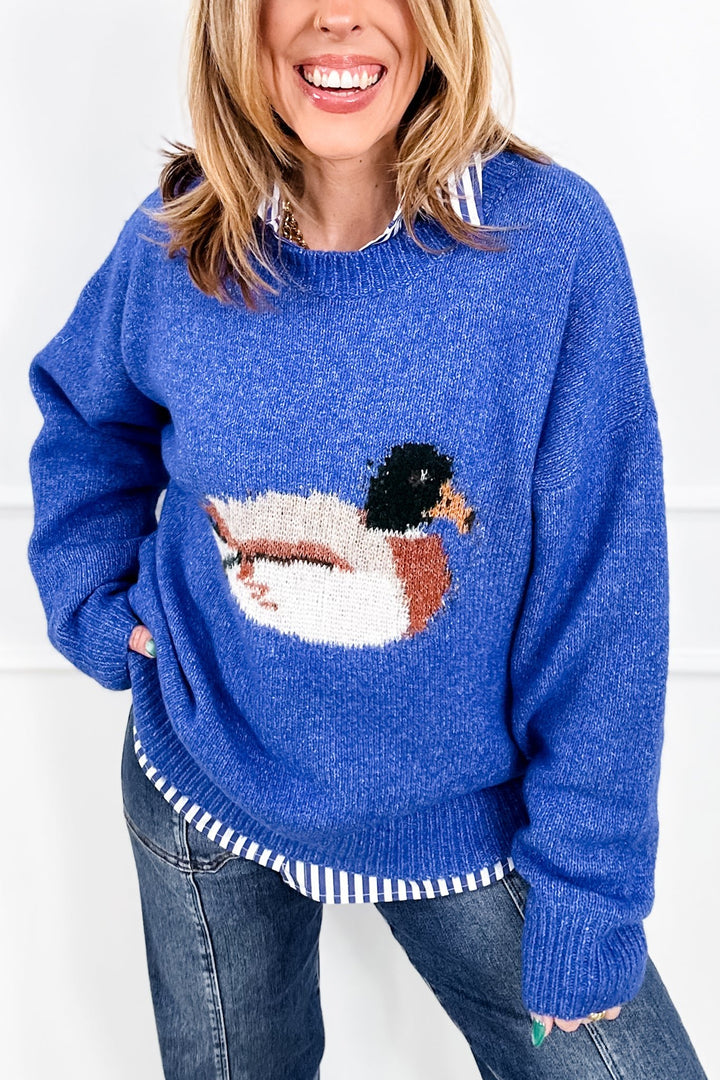 Knit Long Sleeve Duck Pullover Sweater - Freckled Poppy