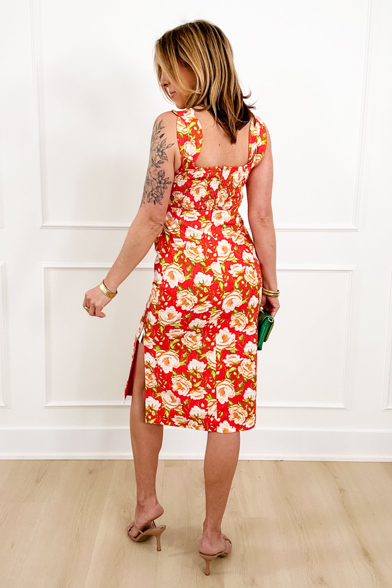 Floral Print Sleeveless V Neck Dress