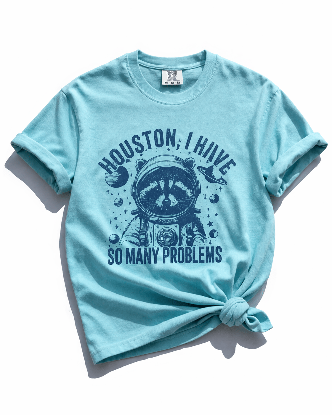 Plus/Reg Short Sleeve "Houston I Have So Many Problems" Graphic Tee - Freckled Poppy