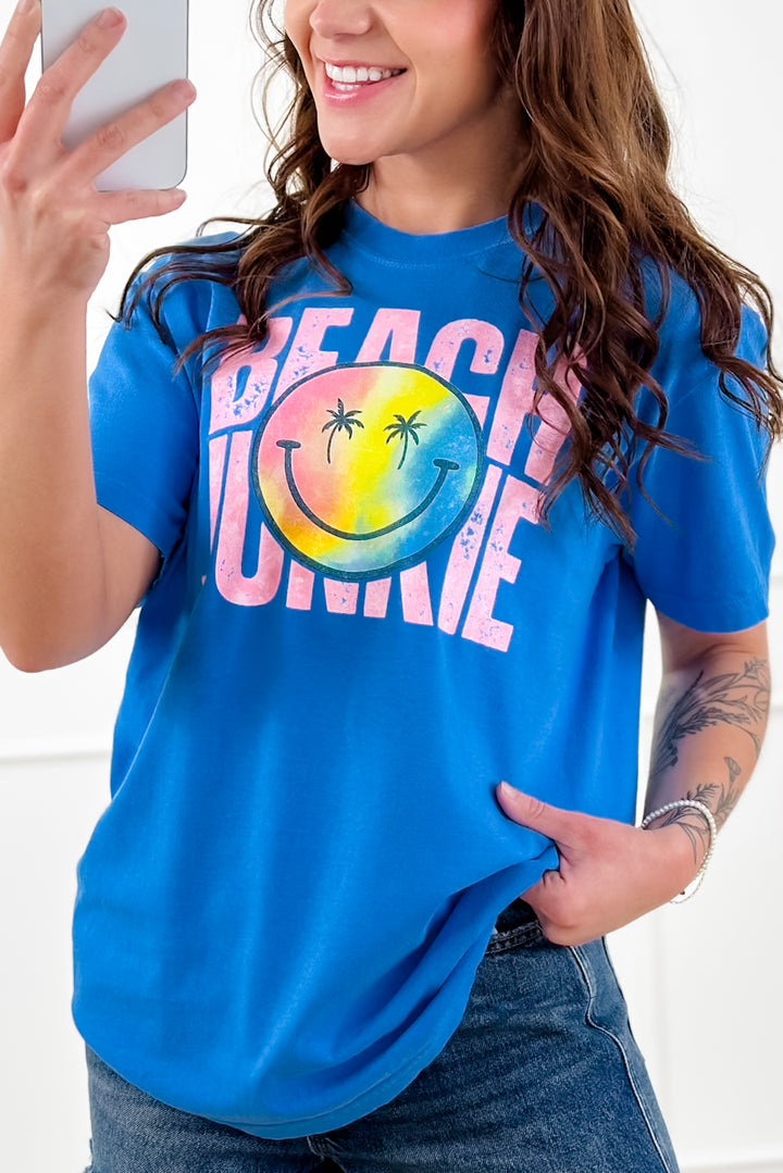 Plus/Reg Short Sleeve "Beach Junkie, Smiley" Graphic Tee