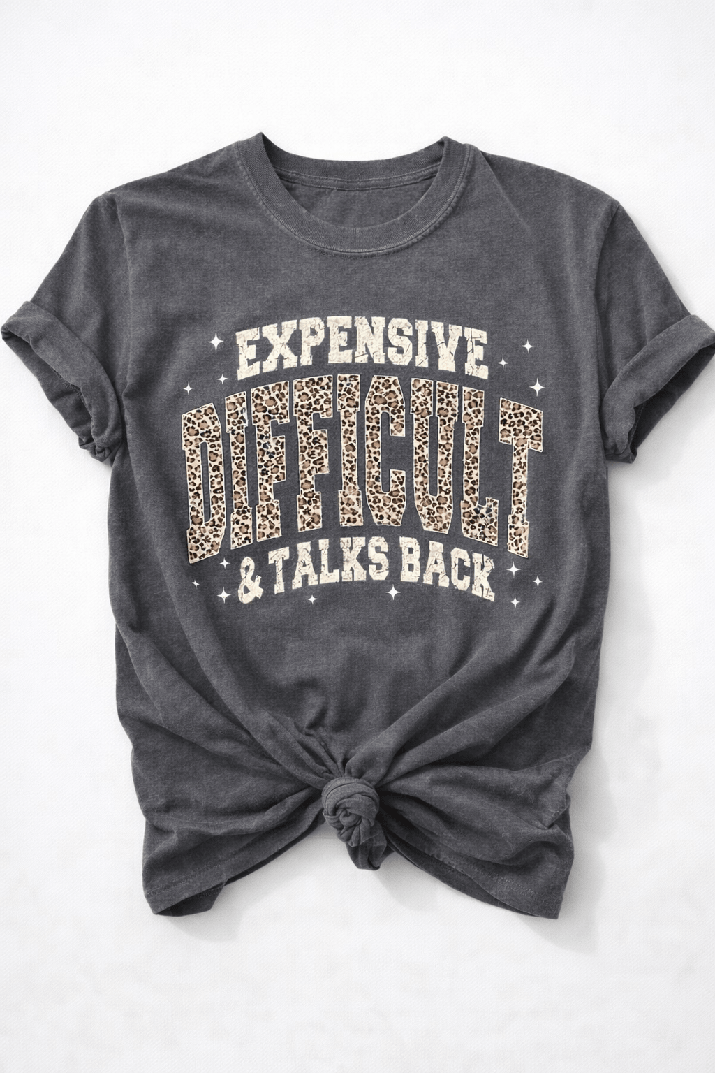 Plus/Reg Short Sleeve "Expensive Difficult & Talks Back" Graphic Tee - Freckled Poppy