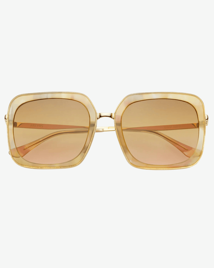 Freyrs Lulu Yellow Pearl Acetate Square Sunglasses - Freckled Poppy