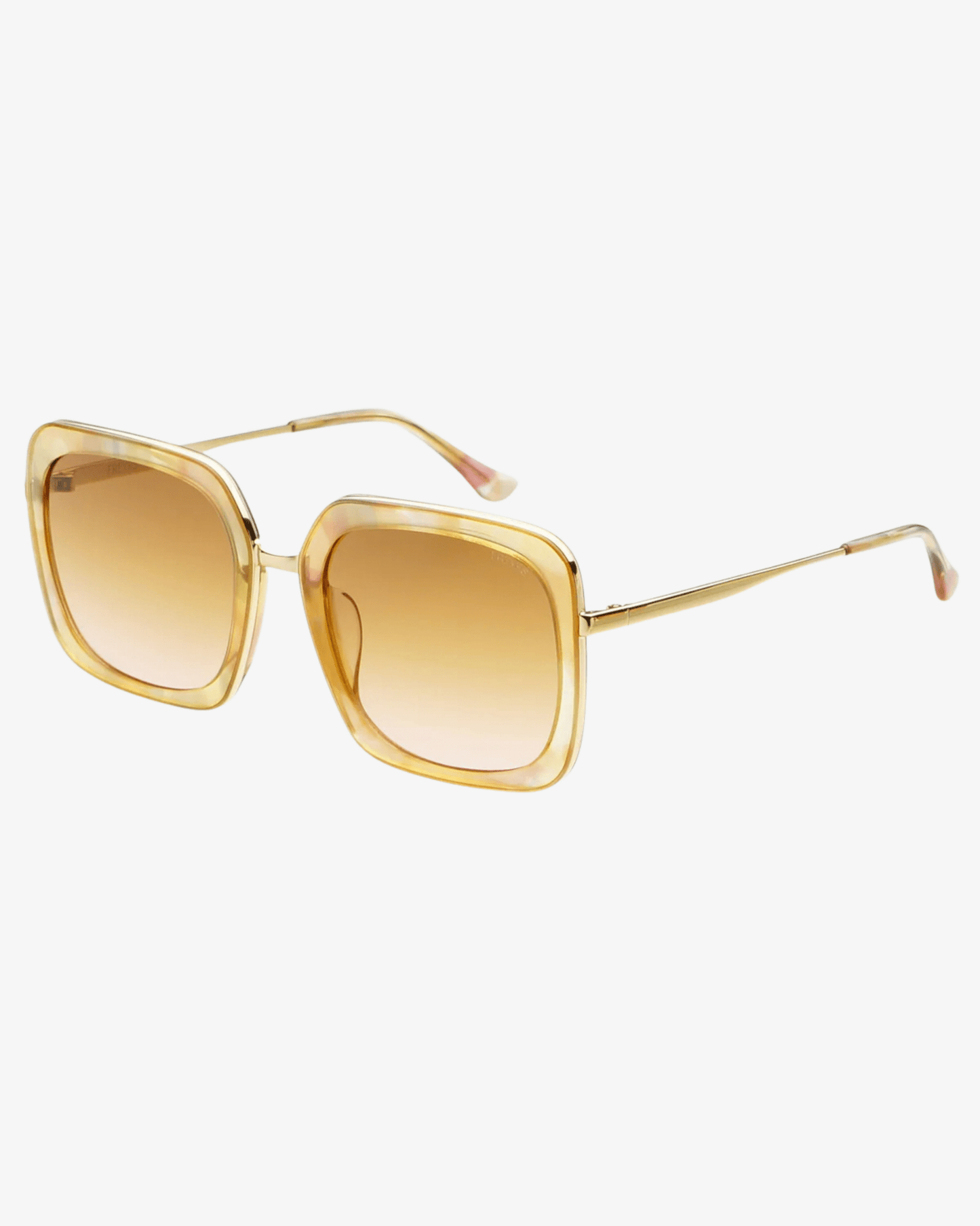 Freyrs Lulu Yellow Pearl Acetate Square Sunglasses - Freckled Poppy
