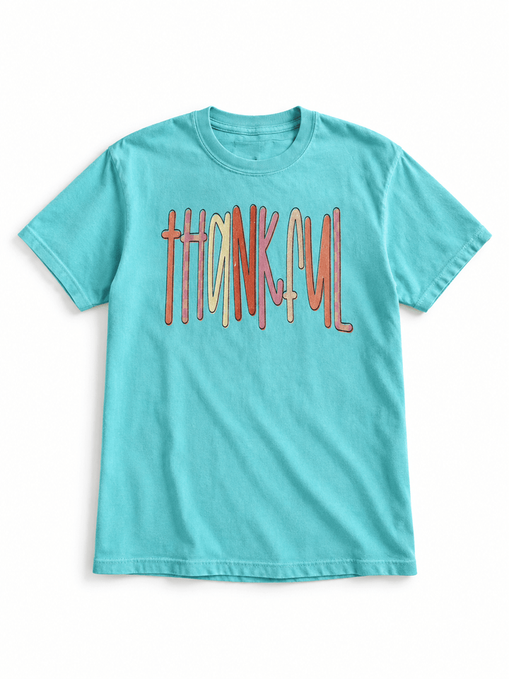 Plus/Reg Short Sleeve Thankful Graphic Tee - Freckled Poppy