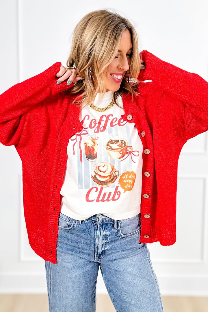 Plus/Reg Short Sleeve "Coffee Club" Graphic Tee - Freckled Poppy