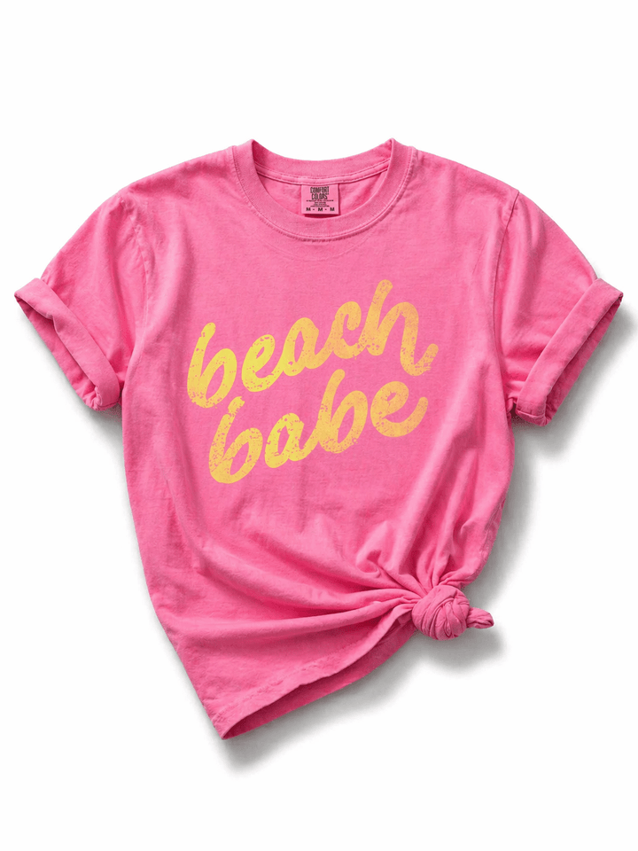 Plus/Reg Short Sleeve "Beach Babe" Graphic Tee - Freckled Poppy